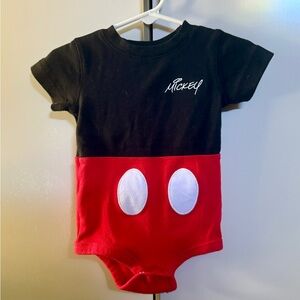 Disney Mickey Mouse Black and Red Bodysuit with Embroidered Details